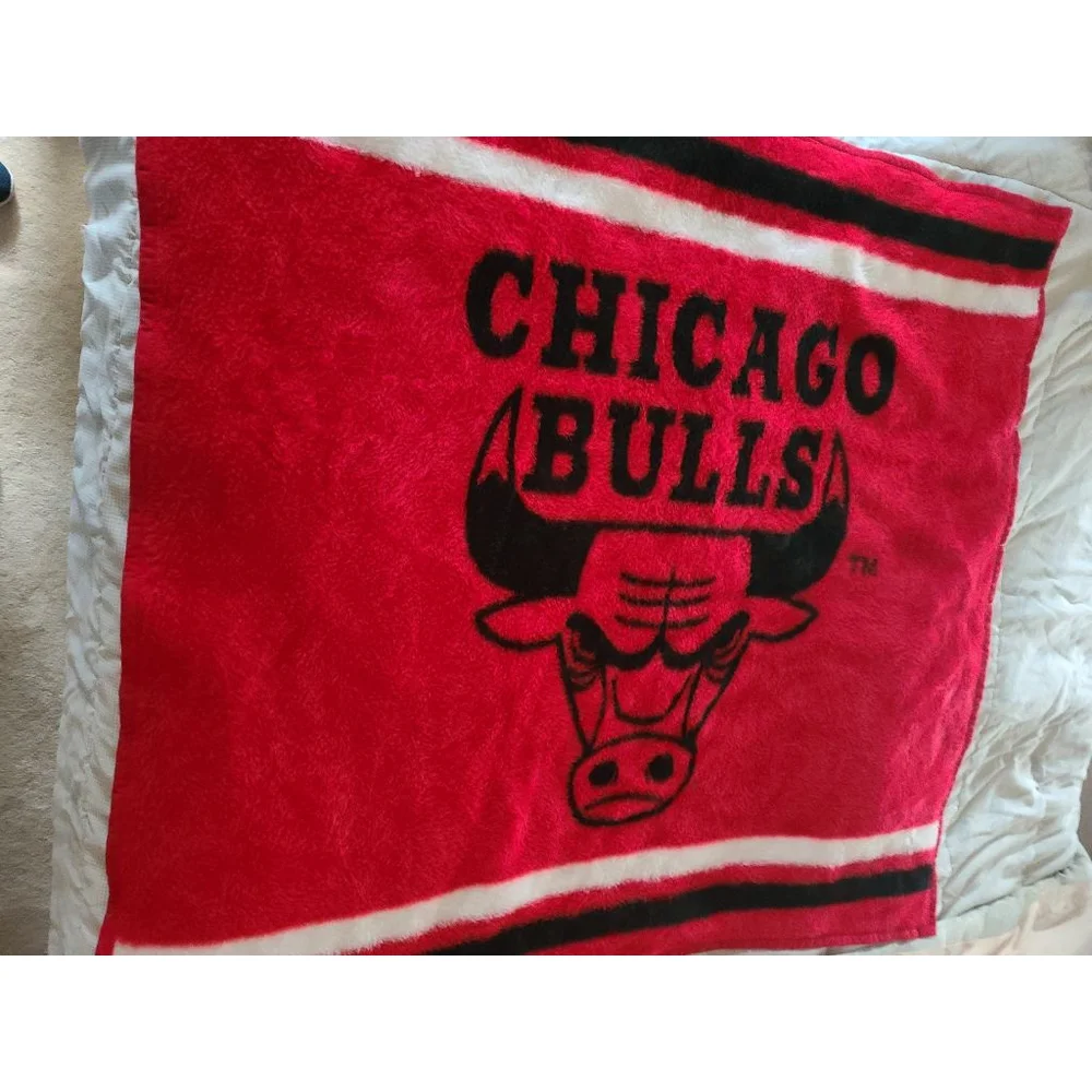 Vintage Chicago Bulls Biederlack of America Blanket Throw 60x50 NBA Made in USA